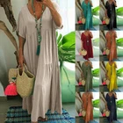 V Casual Long Neck Loose PLUS Dresses SIZE Kaftan Ladies Summer Holiday Dress U