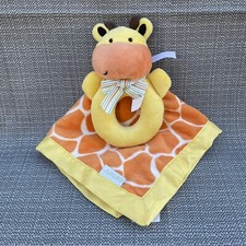 Carter's Yellow Giraffe Baby Rattle Orange Security Blanket Lovey Satin Edge