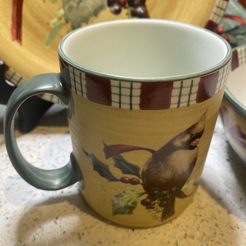 Lenox Winter Greetings 4 Piece Place Setting Cardinal & Nuthatch Bowl Plates Mu - Picture 3 of 7