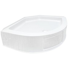 RecPro RV Shower Pan | Curved Corner Shower | Forward Center Drain | 2" Drain
