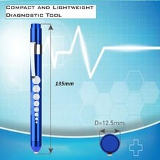 BLUE Reusable NURSE Aluminum Penlight Pocket Medical LED with Pupil Gauge