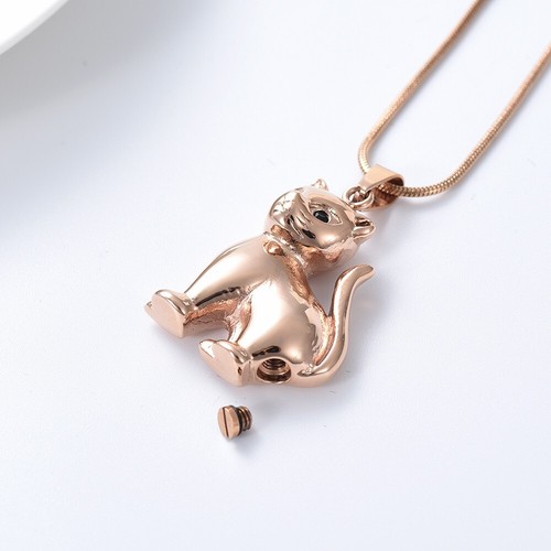 Edelstahl Asche Anhänger Ascheschmuck Urnenkette - roségold - Katze - Bild 5 von 10