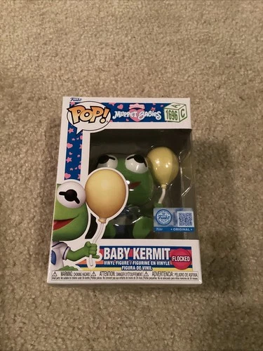 FUNKO POP! BABY KERMIT #1696~ MINT~ FLOCKED~ MUPPET BABIES SERIES ~