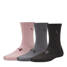 UNDER ARMOUR UA ESSENTIAL CREW SOCKS 3-PAIRS Multicolor Womens 6-10 Medium