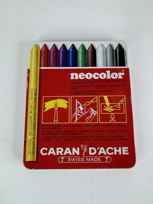 Vintage Caran d Ache Neocolor Artist Crayons Tin Set Swiss Made Oil Pastels