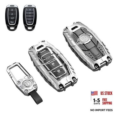 Heavy Zinc Alloy Key fob Case Cover with Keychain Compatible with Silver