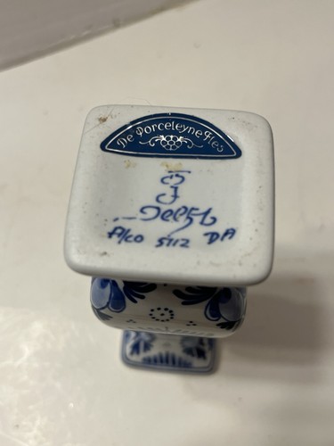 Vintage Holland Blue Delft Miniatur Vase Porzellan signiert 4,5" Halter - Bild 4 von 6