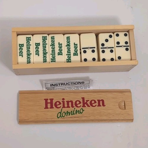 Heineken Beer Promotional Merchandise Dominoes Set Wood Box Logo Taiwan - Picture 3 of 3