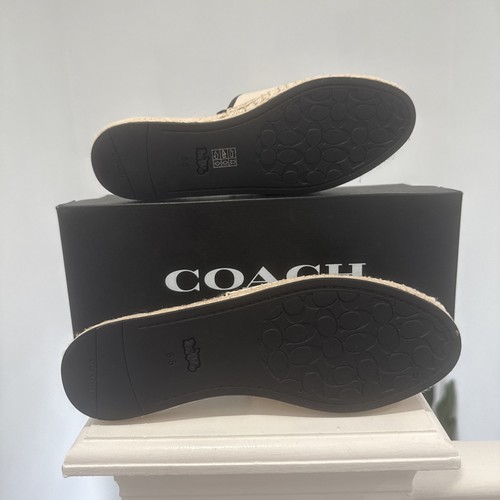 Coach Channing Espadrille-Pantoletten Größe 6,5 kreidefarben hautfarben Leder Slipper Sandalen - Bild 4 von 8