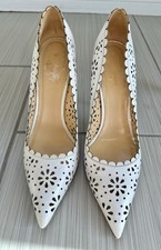 EUC Kate Spade Lana Laser Cut Floral Pump Heels 10 White Leather Made In Italy