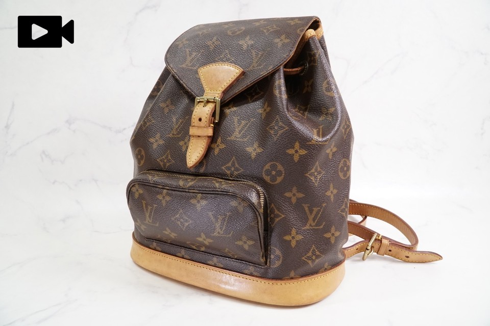 LOUIS VUITTON Monogram Montsouris MM Backpack Brown Leather Canvas M51136 Auth