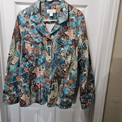 Christopher & Banks Multicolor Floral Print Jacket Women's XL Button Up Spring