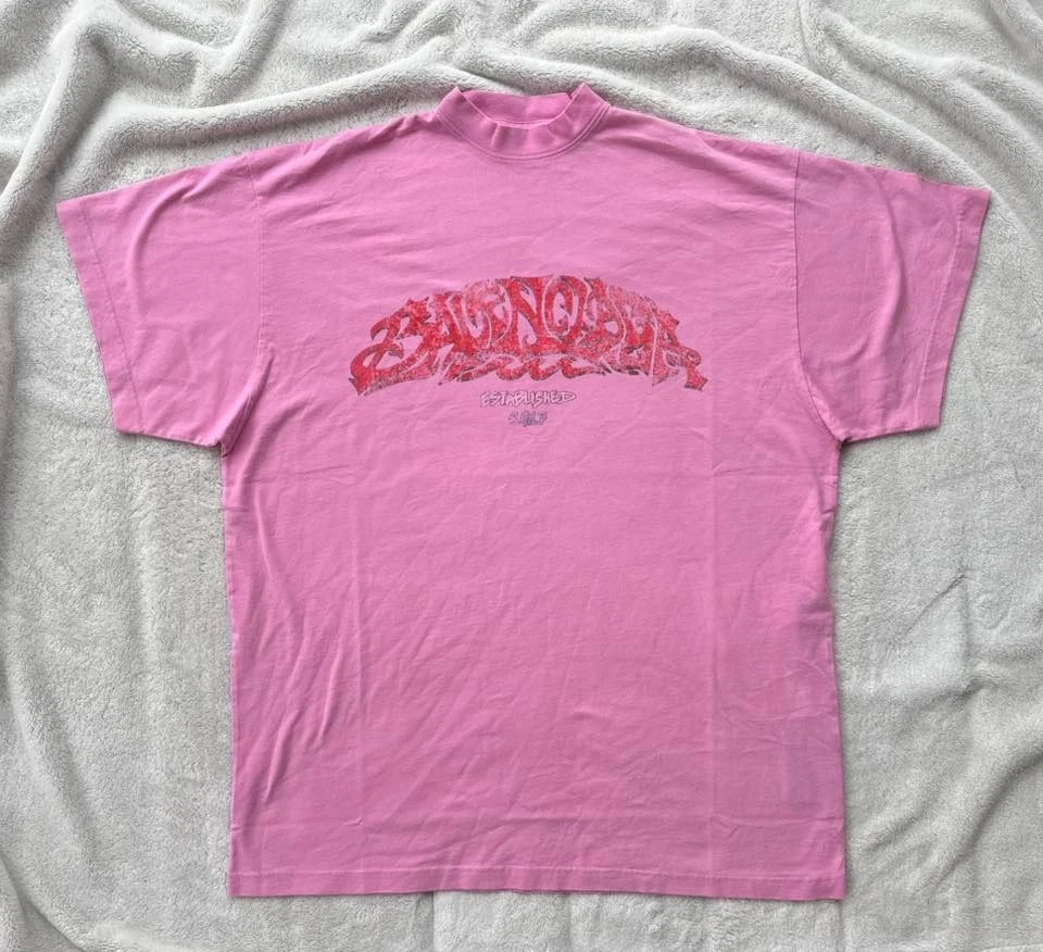 Balenciaga — Balenciaga Pink Vintage Off Shore Logo Tee - Fits XL-2XL - $895 - New Authentic