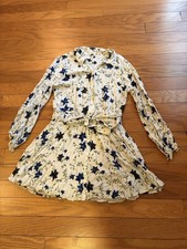 Free People Dress Womens Small Floral Print Long Sleeve Button Belted Boho