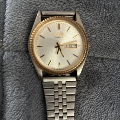 Pulsar Mens V533 Stainless Steel Watch w Day Date Vintage 1996 Japan Movement