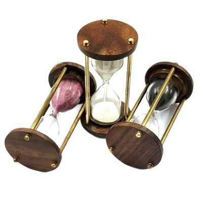 Antike Maritime Sanduhr Holz Sanduhr Unikat Sand Timer Set 3 Teile