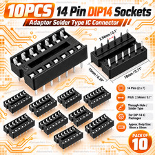 10PCS 14 Pin DIP14 Sockets Adaptor Solder Type IC Connector DIP-14