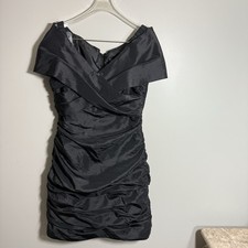 Adrianna Papell Occasions Ruched Sheath Dress Women’s Size 10 Black Goth New