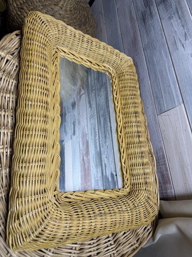 Vintage Boho Wicker Wall Mirror Rattan, Wicker Mirror. - Picture 2 of 8