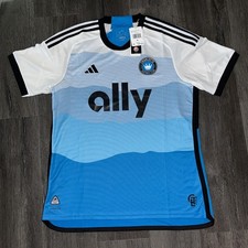Adidas Mens XL Charlotte FC 24/25 Home Authentic Soccer Jersey Blue White NEW