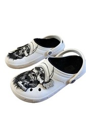 Zoccolo Crocs Luke Combs classico foderato Skully bianco con jibbits Htf uomo taglia 8
