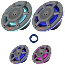 BayBoat: 2x JBL 8" 500W 3-Way Gray RGB LED Speakers, 2x 6.5" 300W Speakers, Wire