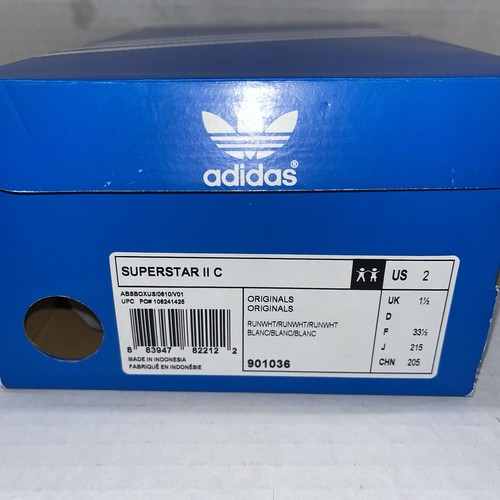 Adidas Superstar 2 Kids Size 2Y Shoes Cloud White Grade School Sneakers - 第 7/7 張圖片