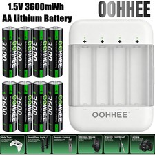 8PCS 3600mWh 1.5V AA Rechargeable Lithium Battery with Thin Fast Charging Box 1.50 per gallon