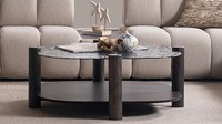 Moderner Grauer Couchtisch LuxuriöSer Ablagetisch Edle Holzbeine