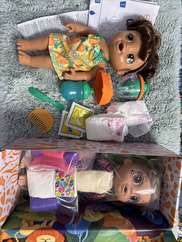 Lot Of 2 Baby Alive Dolls - Magical Mixer Pineapple & Rainbow Wildcats Tiger