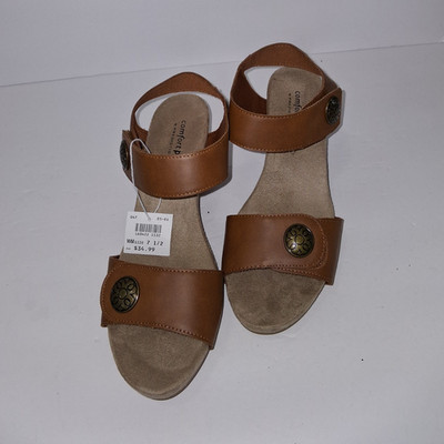 Comfort Plus by Predictions Women s Brown Strappy Hook & Loop Sandals 7.5