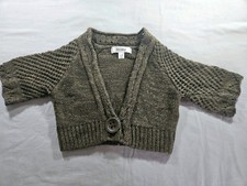 Decree Cropped Knit Shrug Cardigan Small Brown Chunky Single Button Bolero Boho