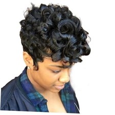 Short Pixie Cut Wigs for Black Women Replacement Curly Hair Wigs Natural Black