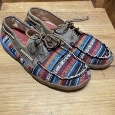 Twisted X Serape Aztec Driving Moccasins Shoes Leather Lace Up Western 8M