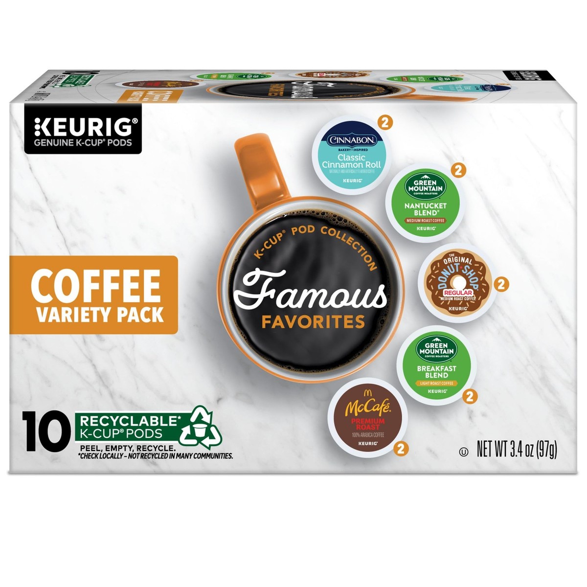 Keurig Famous Favorites Variety Pack, Single-Serve K-Cup 10 Count