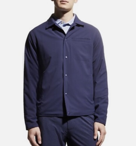PETER MILLAR Spring Soft Shirt Jacket Navy Blue Snap Button Men’s Medium $198 - Picture 2 of 16