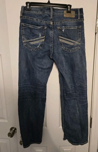 BKE Buckle Jake Mens Blue Denim Jeans Distressed Size 34x30 Western - Picture 3 of 9