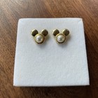 Disney Mickey Mouse Gold Tone Faux Pearl Earrings