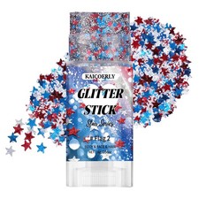 Red White Blue Star Face  Body Glitter Stick, Patriotic Makeup for 4th July