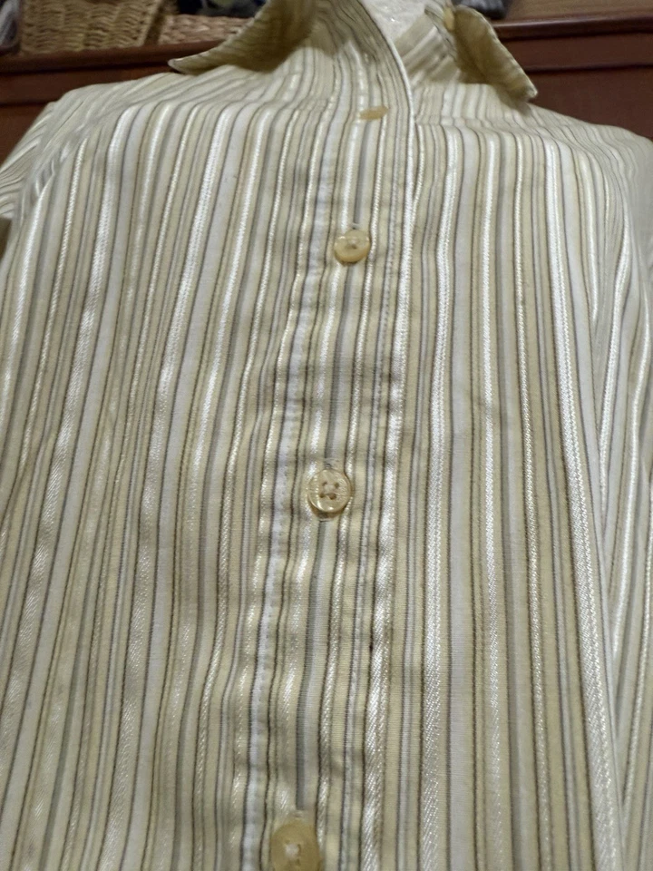 Blusa Top Ciervo Blanco Para Mujer Mediana M Amarillo Rayas Cuello Manga Larga Usada en Excelente Condición Foto 2 de 4