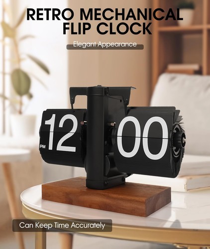 Reloj Retro Abatible - Reloj Abatible Vintage Reloj de Escritorio Digital Giro Automático, B... - Imagen 3 de 7