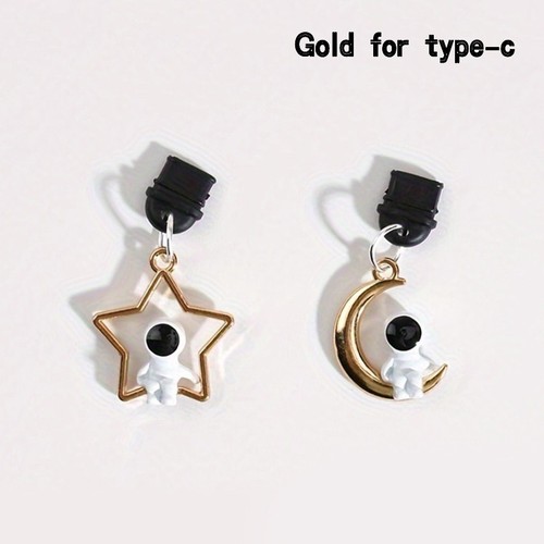 2pcs Astronaut Star Moon Phone Dust Plug Pendant Accessories For Phone Decor - Zdjęcie 9 z 16