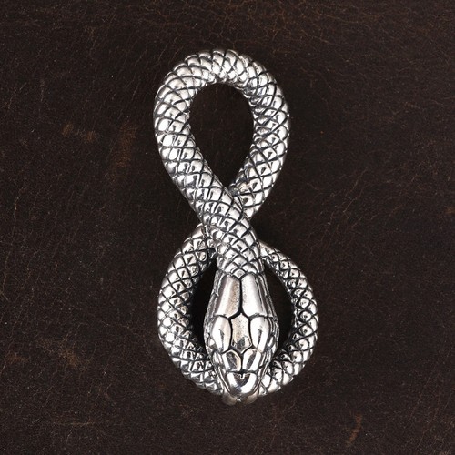 PLATA ESTERLINA 925 Hecho a Mano Serpiente Colgante Hombres Mujeres Joyería y CADENA DE ACERO S6336 - Imagen 6 de 6