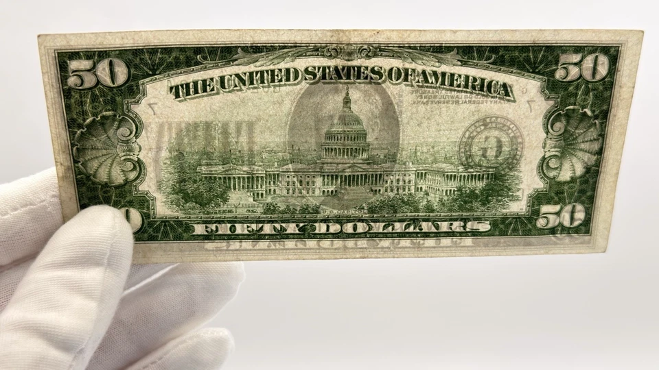 1928-A $50 Fifty Dollar US Federal Reserve Note FRN Chicago Banknote Fr 2101-G - Image 4 of 4