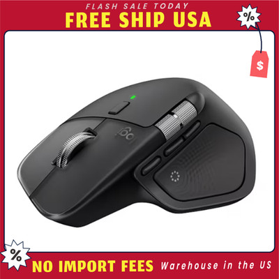 Logitech MX Master 4 Wireless Curved Erogonomic USB-C Optical Mouse, Black, NEW
