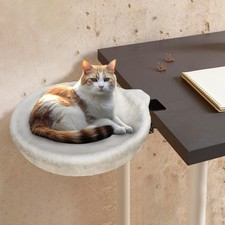Cat Bed for Desk   Under-Table Cat Hammock with 2 Beds, Removable Zipper Faux...