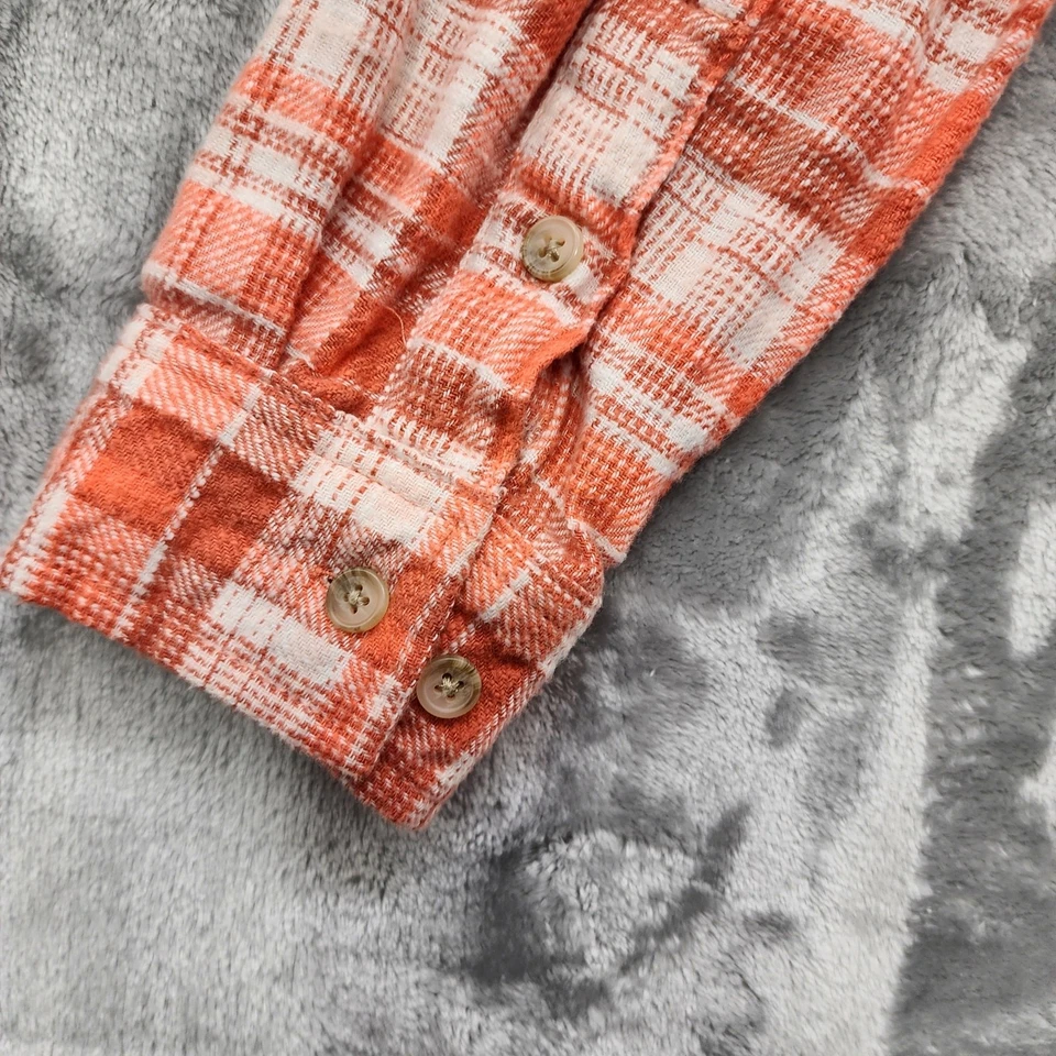 Top American Eagle para mujer S naranja franela recortada a cuadros desgastado manga larga Foto 3 de 4