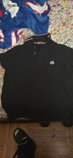 Moncler Black Short Sleeve Polo Shirt Men's Collared Logo Button Designer
