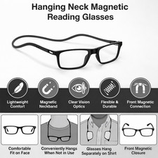 Magnetic Reading Glasses Neck Hanging Front Connect Readers Unisex Adjustable