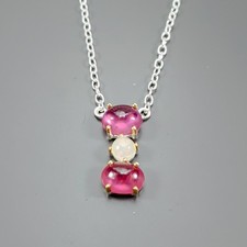 Jewellery Ruby Necklace 925 Sterling Silver 17.5